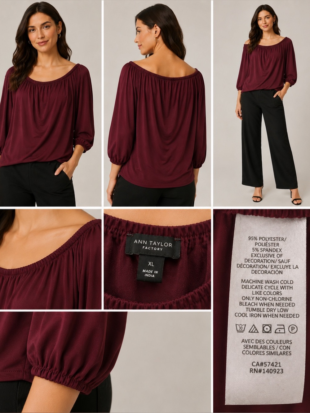 Elegant Burgundy Women's Off-the-Shoulder Top